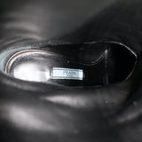 Prada Pointed Toe Short Boots Black Leather Size 38.5