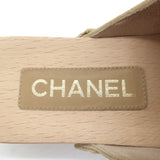 Chanel 22P Camellia Clog Sandals Beige Suede Size 37