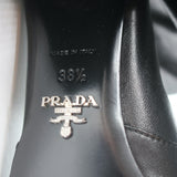 Prada Pointed Toe Short Boots Black Leather Size 38.5