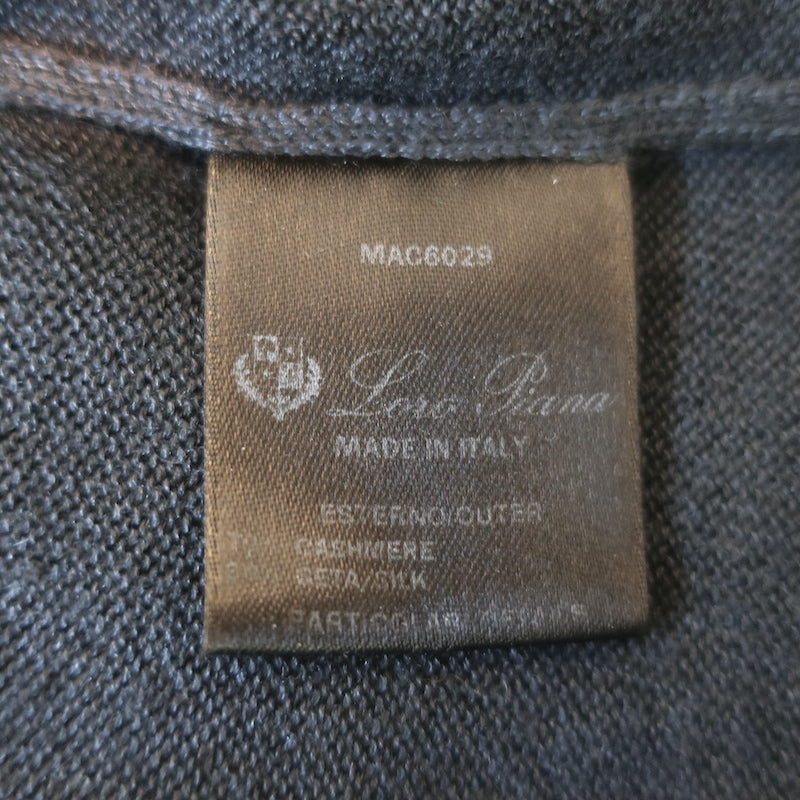 Loro Piana Colorblock Cardigan Dark Gray Cashmere-Silk Size 40 V-Neck Sweater