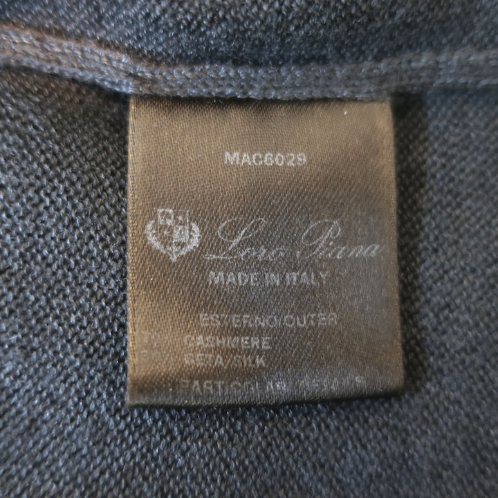 Loro Piana Colorblock Cardigan Dark Gray Cashmere-Silk Size 40 V-Neck Sweater