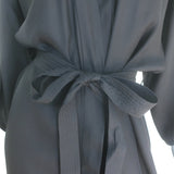 Nili Lotan Tie-Waist Long Robe Jacket Black Silk Satin One Size