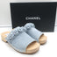 Chanel 22P Camellia Clog Sandals Light Blue Suede Size 37