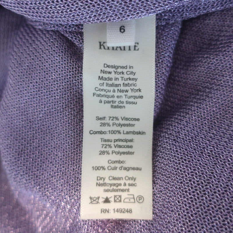 Khaite Draitton Draped Metallic Mini Skirt Lavender Size 6