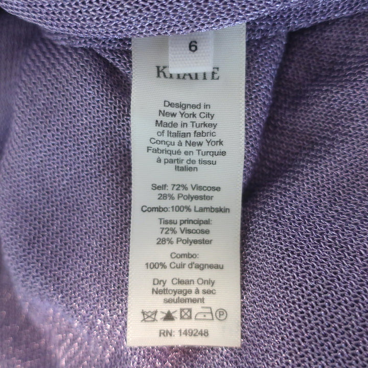 Khaite Draitton Draped Metallic Mini Skirt Lavender Size 6
