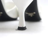 Prada Triangle Logo Kitten Heel Mule Sandals White Brushed Leather Size 36.5