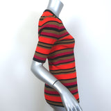 Givenchy Striped Ribbed Knit Short Sleeve Top Red/Multi Size Medium