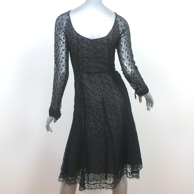 Erdem Long Sleeve Fit &amp; Flare Dress Black Lace Size US 2