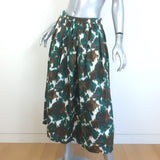 Christian Dior Midi Skirt Green/Brown Printed Cotton-Silk Size US 8