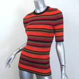Givenchy Striped Ribbed Knit Short Sleeve Top Red/Multi Size Medium