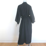 Nili Lotan Tie-Waist Long Robe Jacket Black Silk Satin One Size