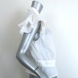 THE GREAT The Gardenia Top White Ruffled Cotton Size 3 Button-Up Blouse