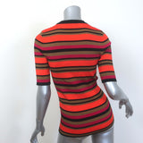 Givenchy Striped Ribbed Knit Short Sleeve Top Red/Multi Size Medium