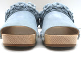 Chanel 22P Camellia Clog Sandals Light Blue Suede Size 37