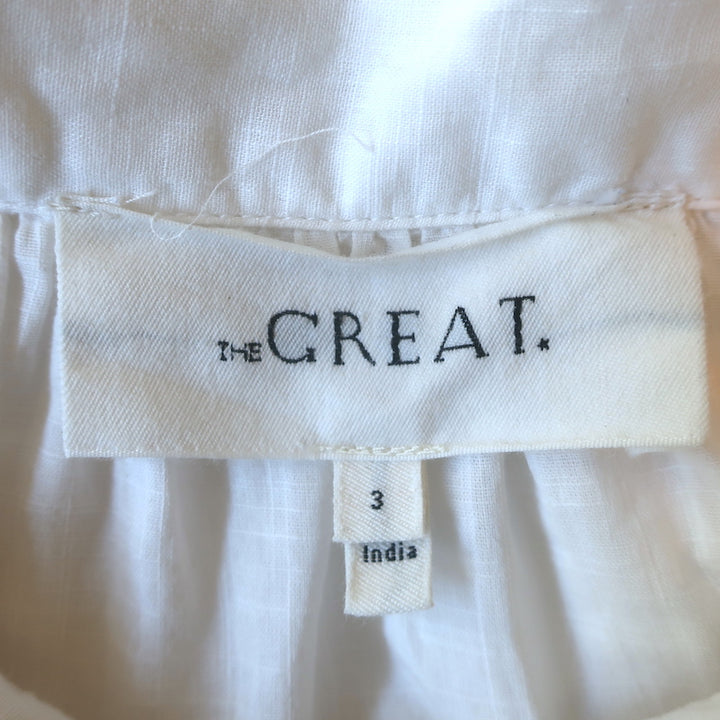 THE GREAT The Gardenia Top White Ruffled Cotton Size 3 Button-Up Blouse