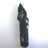 Dries Van Noten Denti Tie-Waist Kimono Dress Black Floral Print Silk Size 38