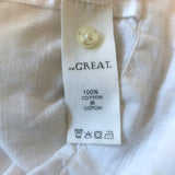 THE GREAT The Gardenia Top White Ruffled Cotton Size 3 Button-Up Blouse
