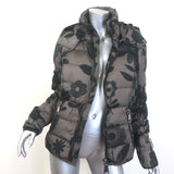 Authier Hooded Down Puffer Jacket Brown/Black Floral Print Size 46