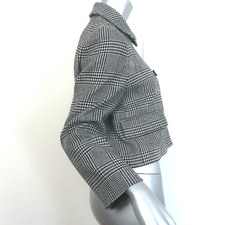 Christian Dior Double Breasted Jacket Black/White Houndstooth Wool Size US 6