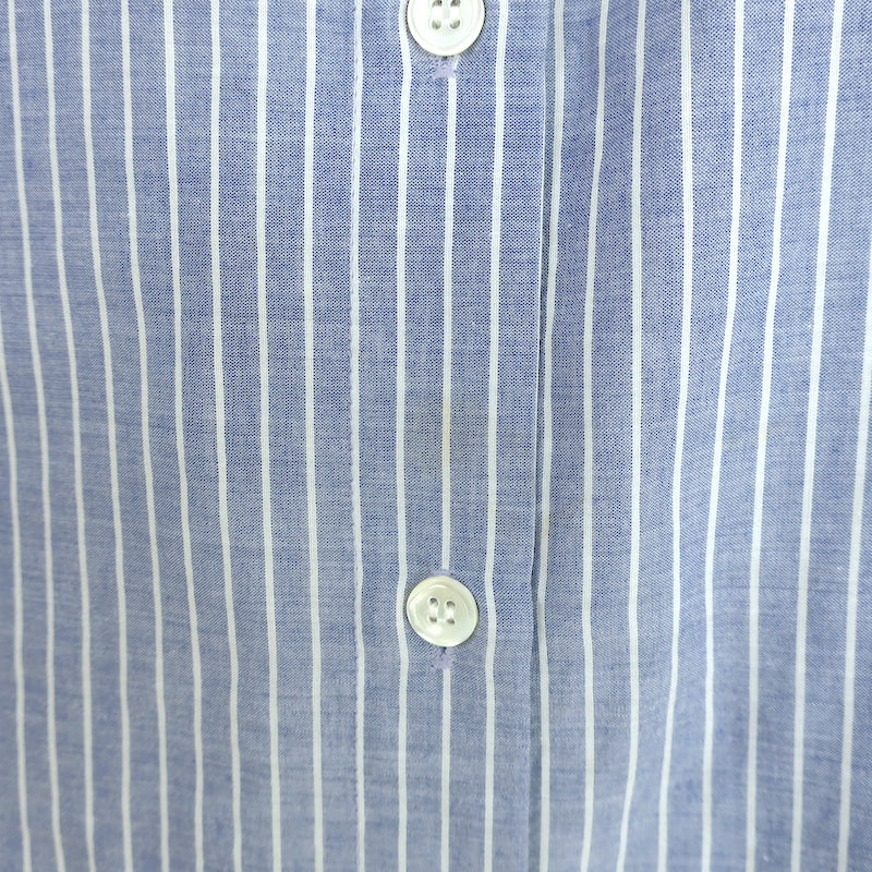 Hartford Striped Button Down Shirt Blue Cotton Size 1 Long Sleeve Top