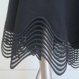 Akris Punto Waved Lace Midi Skirt Black Stretch Jersey Size US 4 NEW