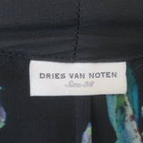Dries Van Noten Denti Tie-Waist Kimono Dress Black Floral Print Silk Size 38