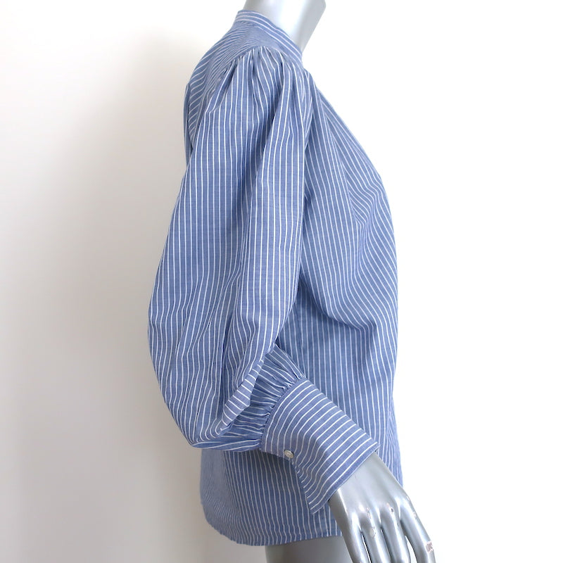 Hartford Striped Button Down Shirt Blue Cotton Size 1 Long Sleeve Top
