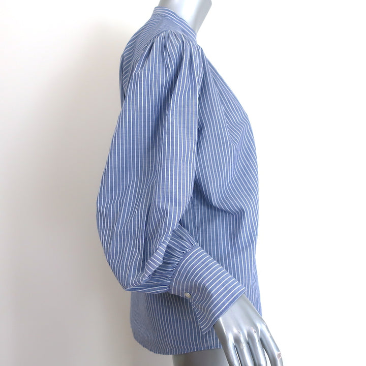 Hartford Striped Button Down Shirt Blue Cotton Size 1 Long Sleeve Top