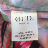 Oud Ivanka Mini Dress Pink Printed Satin Size Extra Small Long Sleeve Tunic