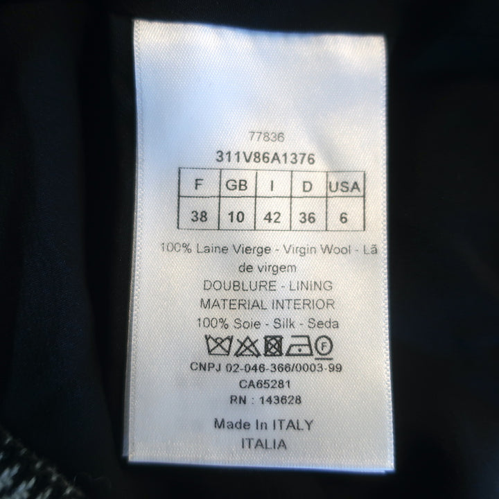 Christian Dior Double Breasted Jacket Black/White Houndstooth Wool Size US 6