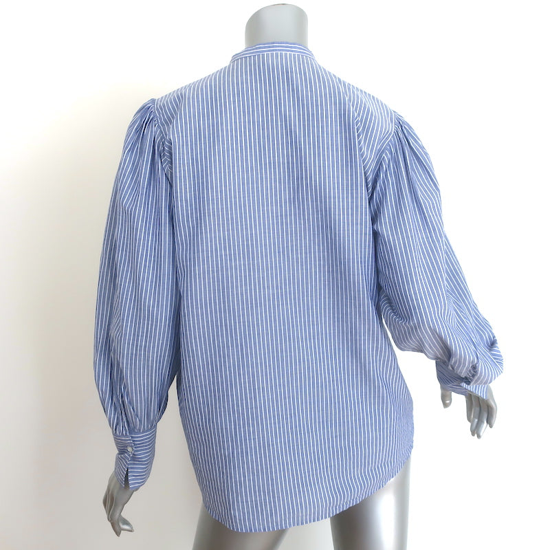Hartford Striped Button Down Shirt Blue Cotton Size 1 Long Sleeve Top
