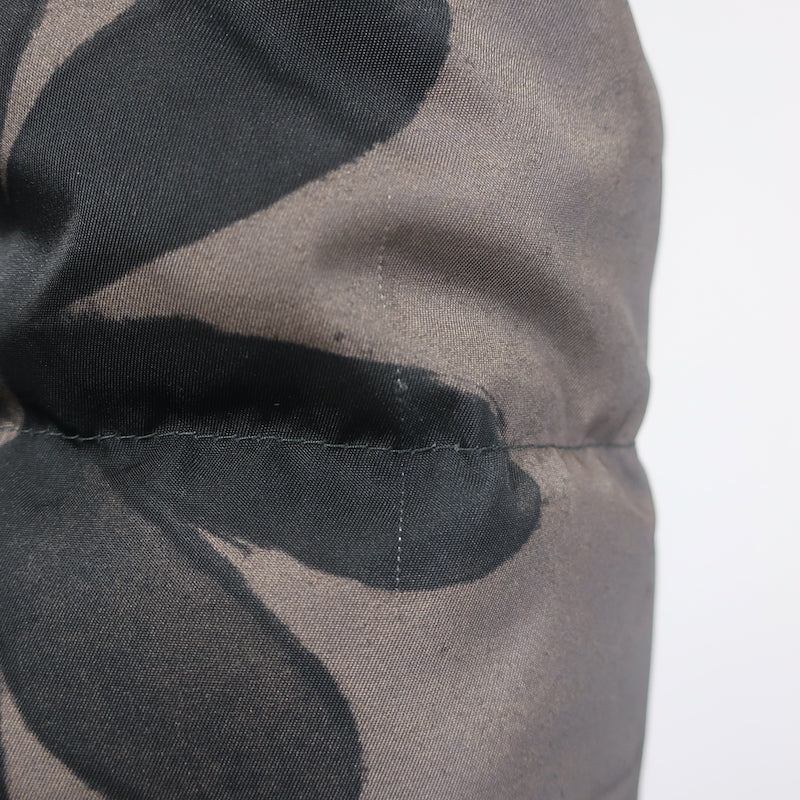 Authier Hooded Down Puffer Jacket Brown/Black Floral Print Size 46