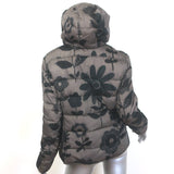 Authier Hooded Down Puffer Jacket Brown/Black Floral Print Size 46