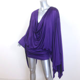 Tom Ford Cowl Neck Draped Mini Dress Purple Satin Jersey Size 42
