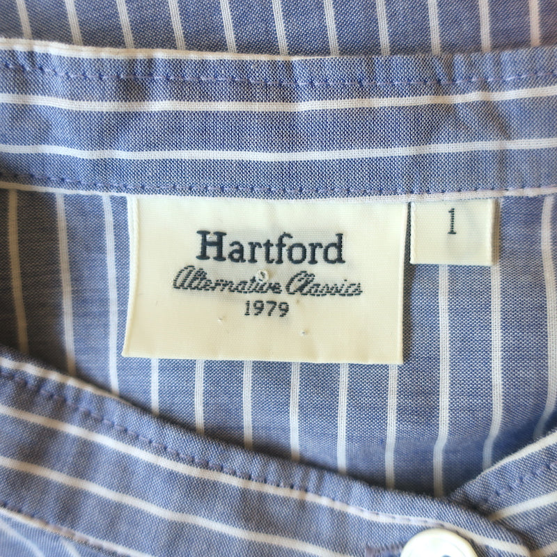 Hartford Striped Button Down Shirt Blue Cotton Size 1 Long Sleeve Top