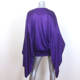 Tom Ford Cowl Neck Draped Mini Dress Purple Satin Jersey Size 42