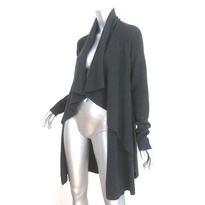 Theory Draped Cardigan Shanda New Steady Charcoal Ribbed Wool Size Large