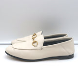Gucci Collapsible Heel Horsebit Loafers White Leather Size 37