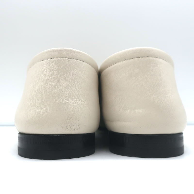 Gucci Collapsible Heel Horsebit Loafers White Leather Size 37