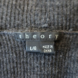 Theory Draped Cardigan Shanda New Steady Charcoal Ribbed Wool Size Large