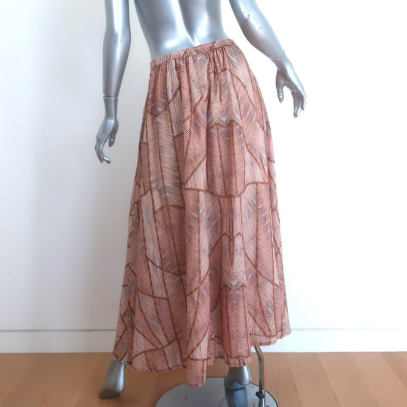 XIRENA Gable Midi Skirt Beige Printed Cotton-Silk Size Small