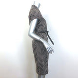 Loro Piana Printed Cashmere Belted Cap Sleeve Dress Gray Size 44