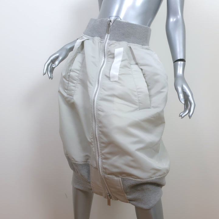 Sacai Zip-Up Bomber Skirt Gray Nylon Size 2 NEW