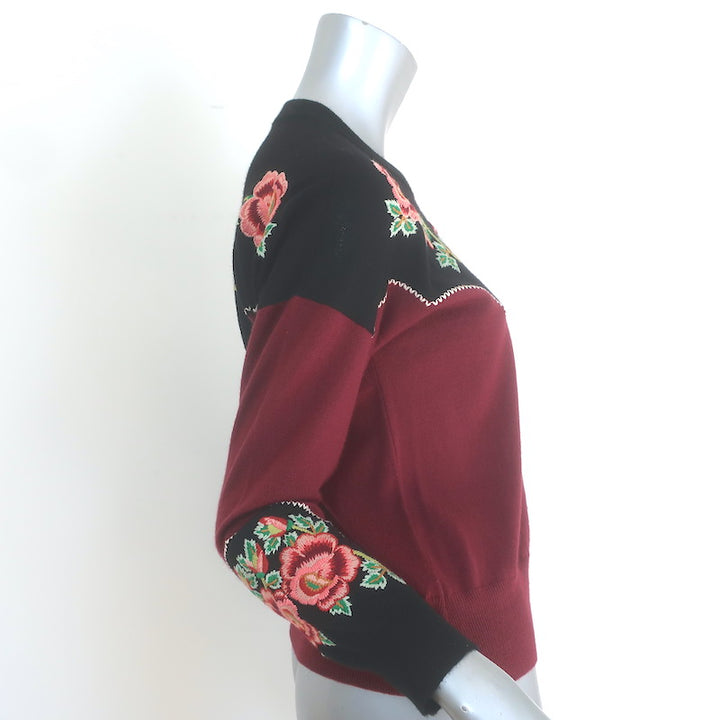 THE GREAT Heirloom Rose Western Pullover Sweater Wine Wool-Blend Size 0