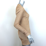 Prada Ribbed Lamé Cardigan Gold Metallic Knit Size 42 V-Neck Sweater