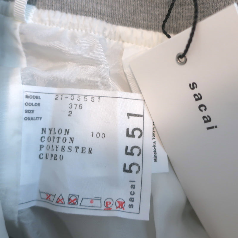 Sacai Zip-Up Bomber Skirt Gray Nylon Size 2 NEW