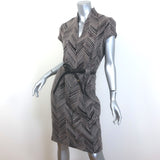 Loro Piana Printed Cashmere Belted Cap Sleeve Dress Gray Size 44