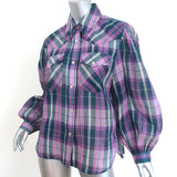Isabel Marant Etoile Blouse Bethany Purple Plaid Size 36 Snap-Front Shirt