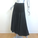 Christian Dior Smocked Midi Skirt Black Pleated Cotton Size US 8