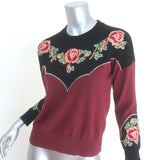 THE GREAT Heirloom Rose Western Pullover Sweater Wine Wool-Blend Size 0